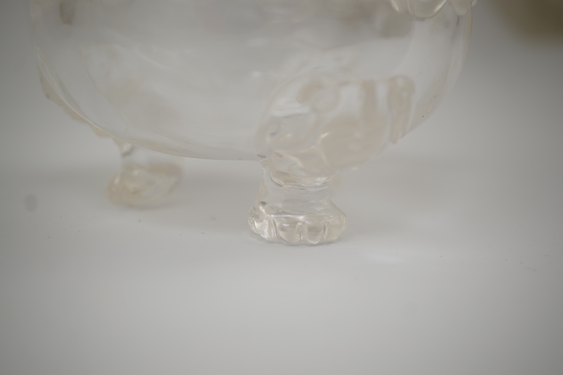A Chinese rock crystal tripod censer and cover, ding, early 20th century